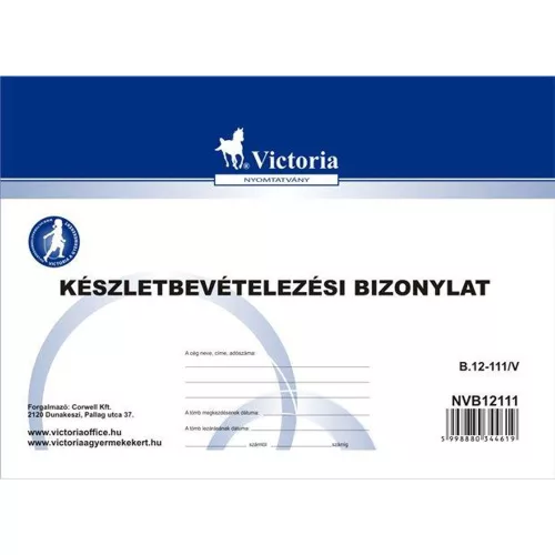 Nyomtatvány, készletbevételezési bizonylat, 25x4, A5, VICTORIA PAPER "B.12-111 -  10 tömb