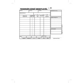 Nyomtatvány, menetlevél, tehergépjármű, 100 lap, A5, fekvő, VICTORIA PAPER, "D.GÉPJ.21." - 10 t