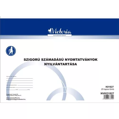 Nyomtatvány, szigorú számadású nyomtatványok nyilvántartása, 25 lap, A4, VICTORIA PAPER - 10 tö