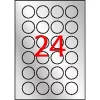 Etikett, 40 mm kör, poliészter, időjárásálló, APLI, ezüst, 480 etikett/csomag