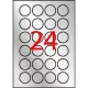 Etikett, 40 mm kör, poliészter, időjárásálló, APLI, ezüst, 480 etikett/csomag