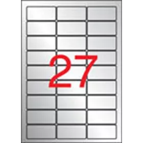 Etikett, 63,5x29,6 mm, poliészter, időjárásálló, kerekített sarkú, APLI, ezüst, 540 etikett/cso
