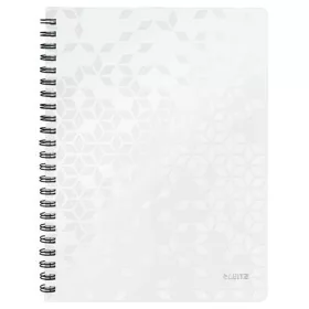   Spirálfüzet, A4, kockás, 80 lap, LEITZ "Wow", fehér