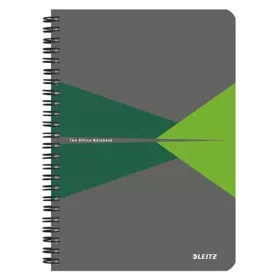   Spirálfüzet, A5, vonalas, 90 lap, PP borító, LEITZ "Office", szürke-zöld