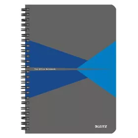   Spirálfüzet, A5, kockás, 90 lap, laminált karton borító, LEITZ "Office", szürke-kék
