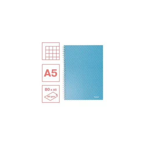 Spirálfüzet, A5, kockás, 80 lap, ESSELTE  "Colour`Breeze", kék
