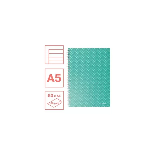 Spirálfüzet, A5, vonalas, 80 lap, ESSELTE  "Colour`Breeze", zöld