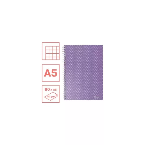 Spirálfüzet, A5, kockás, 80 lap, ESSELTE  "Colour`Breeze", levendula