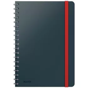   Spirálfüzet, B5, kockás, 80 lap, LEITZ, "Cosy Soft Touch", bársonyszürke