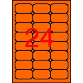   Etikett, 64x33,9 mm, színes, kerekített sarkú, APLI, neon narancs, 480 etikett/csomag