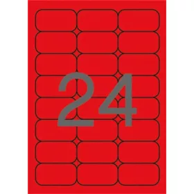   Etikett, 64x33,9 mm, színes, kerekített sarkú, APLI, neon piros, 480 etikett/csomag