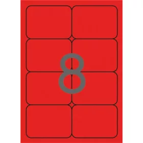   Etikett, 99,1x67,7 mm, színes, kerekített sarkú, APLI, neon piros, 160 etikett/csomag