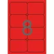 Etikett, 99,1x67,7 mm, színes, kerekített sarkú, APLI, neon piros, 160 etikett/csomag