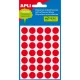 Etikett, 13 mm kör, kézzel írható, színes, APLI, piros, 175 etikett/csomag