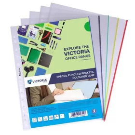 Genotherm, lefűzhető, színes szélű, A4, 50 mikron, víztiszta, VICTORIA OFFICE, vegyes színek - 