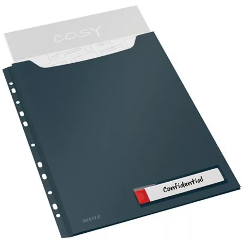 Genotherm, lefűzhető, A4 maxi, LEITZ "Cosy Privacy", bársonyszürke - 3db