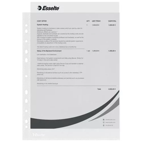 Genotherm, lefűzhető, A4, 43 mikron, narancsos felület, ESSELTE  "Standard" - 100db