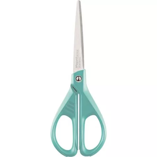 Olló, irodai, 17 cm, MAPED "Essentials Green", türkizkék