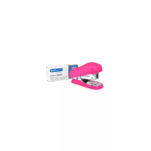 Tűzőgép, 24/6, 26/6, 12 lap, RAPESCO "Bug Mini", pink