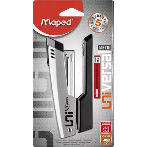 Tűzőgép, 24/6, 26/6, 25 lap, MAPED "Universal Metal Half-Strip", vegyes színek