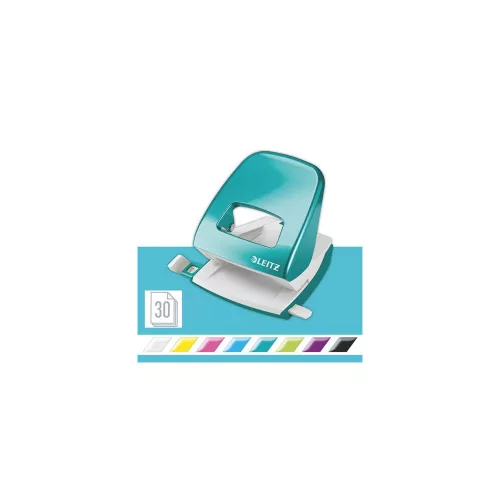 Lyukasztó, kétlyukú, 30 lap, LEITZ "Nexxt Wow", jégkék