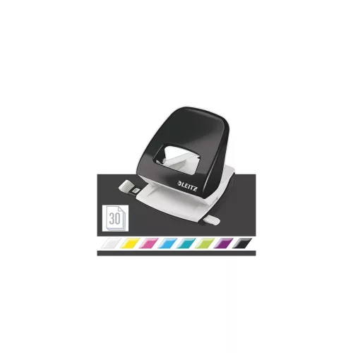 Lyukasztó, kétlyukú, 30 lap, LEITZ "Nexxt Wow", fekete