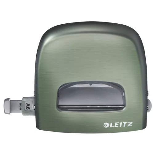 Lyukasztó, kétlyukú, 30 lap, fém, LEITZ "Nexxt Style, olajfazöld