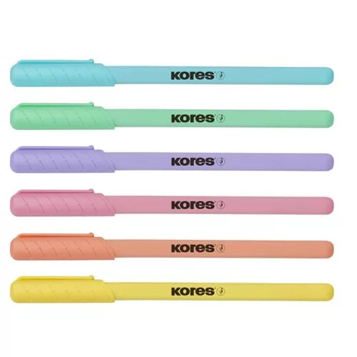 Golyóstoll, 1,0 mm, kupakos, háromszögletű, KORES "KOR-M Pastel", kék - 6db