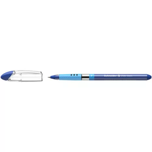 Golyóstoll, 0,3 mm, kupakos, SCHNEIDER "Slider Basic F", kék