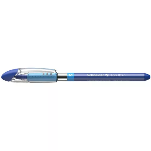 Golyóstoll, 0,5 mm, kupakos, SCHNEIDER "Slider Basic M", kék