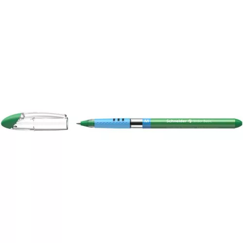 Golyóstoll, 0,5 mm, kupakos, SCHNEIDER "Slider Basic M", zöld