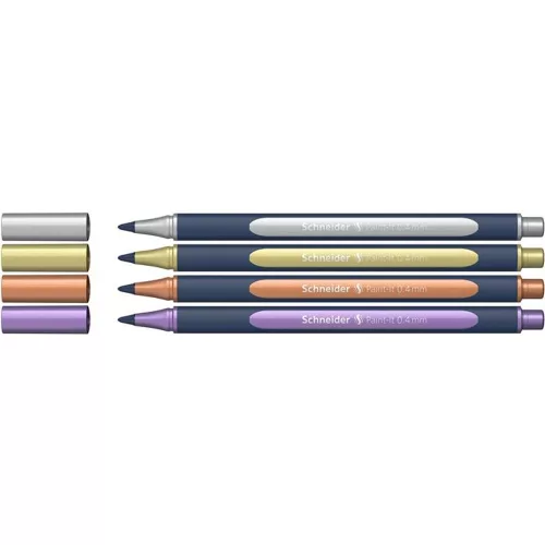 Metálfényű rollertoll készlet, 0,4 mm, SCHNEIDER "Paint-It 050" 4 különböző szín