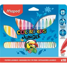 Filctoll készlet, 2,8 mm, kimosható, MAPED "Color'Peps Jungle", 18 különböző szín