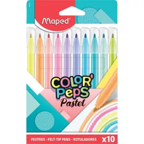 Filctoll készlet, 2,8 mm, kimosható, MAPED  "Color'Peps Pastel", 10 különböző pasztell szín