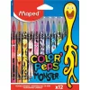 Filctoll készlet, 2,8 mm, kimosható, MAPED "Color'Peps Monster" 12 különböző szín