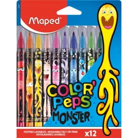 Filctoll készlet, 2,8 mm, kimosható, MAPED "Color'Peps Monster" 12 különböző szín