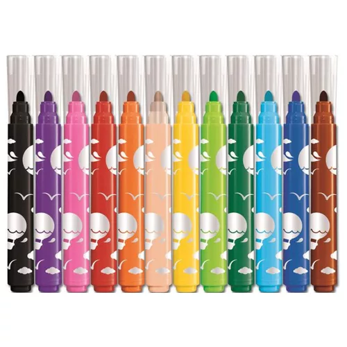 Filctoll készlet, 1-5 mm, kimosható, vastag, MAPED "Color`Peps Jumbo", 12 különböző szín