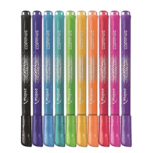 Filctoll készlet, 2,8 mm, csillámos, MAPED "Color`Peps Glitter", 10 különböző szín