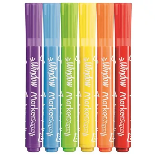Ablakfilc készlet, vastag, törlőkendővel, 5 mm, MAPED "Marker`Peps", 6 különböző szín