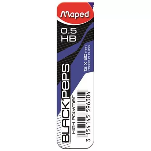 Grafitbél, 0,5 mm, HB, 2x12 szálas, MAPED "Black Peps" - 24szál