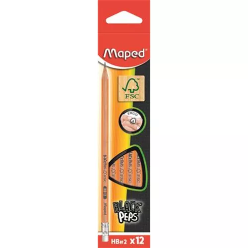 Grafitceruza, HB, háromszögletű, MAPED "Black`Peps" - 12db