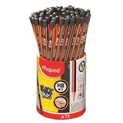 Grafitceruza, ceruzatartó, HB, háromszögletű, MAPED "Black`Peps" - 72db