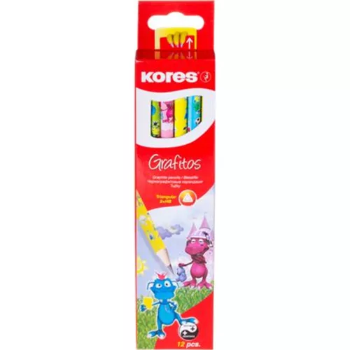 Grafitceruza, HB, háromszögletű, KORES, sárkányos - 12db