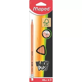 Grafitceruza radírral, HB, FSC 100%, háromszögletű, MAPED "Black'Peps" - 3db