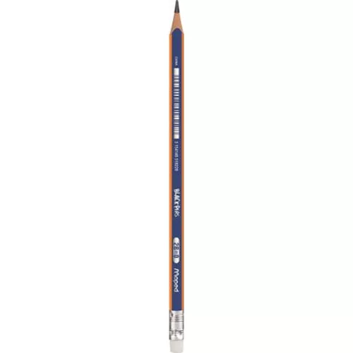 Grafitceruza radírral, 2B, háromszögletű, MAPED "Black`Peps Navy" - 12db