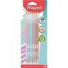 Grafitceruza radírral, HB, háromszögletű, MAPED "Black'Peps Glitter Deco", vegyes pasztell szín