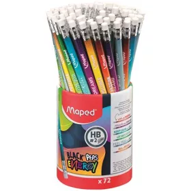 Grafitceruza radírral, ceruzatartó, HB, háromszögletű, MAPED "Black'Peps Energy", 6 különböző m