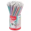 Grafitceruza radírral, ceruzatartó, HB, háromszögletű, MAPED "Black`Peps Pastel", vegyes paszte
