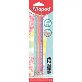 Grafitceruza radírral, HB, háromszögletű, MAPED "Black'Peps Pastel", vegyes pasztell színek - 3