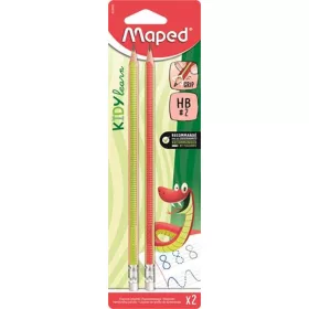   Írástanuló grafitceruza radírral, HB, háromszögletű, MAPED "Kidy Learn" - 2db